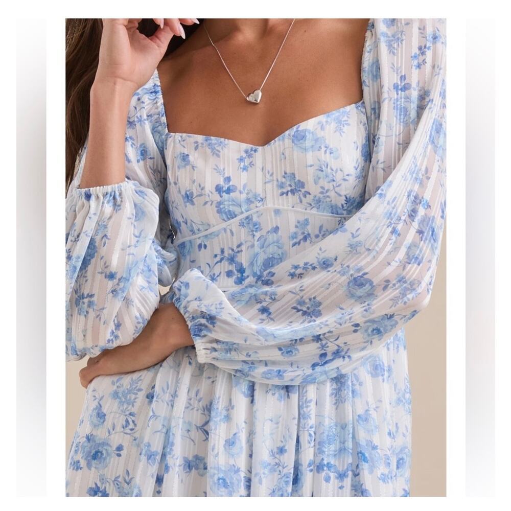 NWT Altar'd State Blue + White Alyssa Mini Dress Size Small - Picture 2 of 6